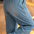 Beau Blue Frayed Floral Patch Wide Leg Raw Hem Wide Leg Jeans - Damesmode Afbeelding 2 - Foto 2