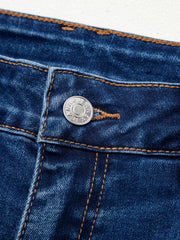 Sky Blue Chic Seam Detail Raw Hem Ankle Length Jeans - Miniatuur