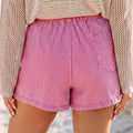 Lyserøde stribede elastik i talje afslappede denimshorts - Foto 2