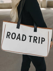 Weiße Canvas-Roadtrip-Tasche 50x15x30cm Sommerreise-Handtasche - Miniatuur