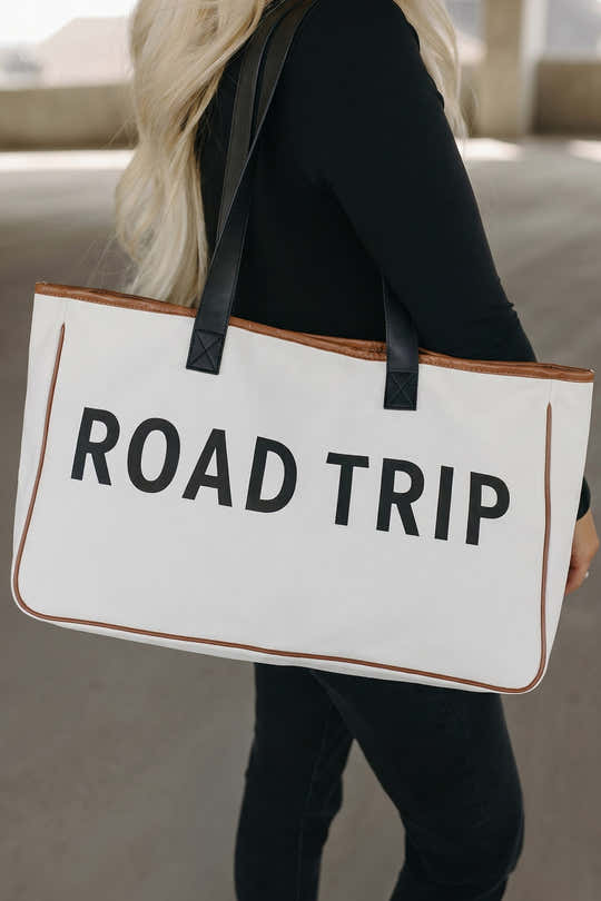 Weiße Canvas-Roadtrip-Tasche 50x15x30cm Sommerreise-Handtasche
