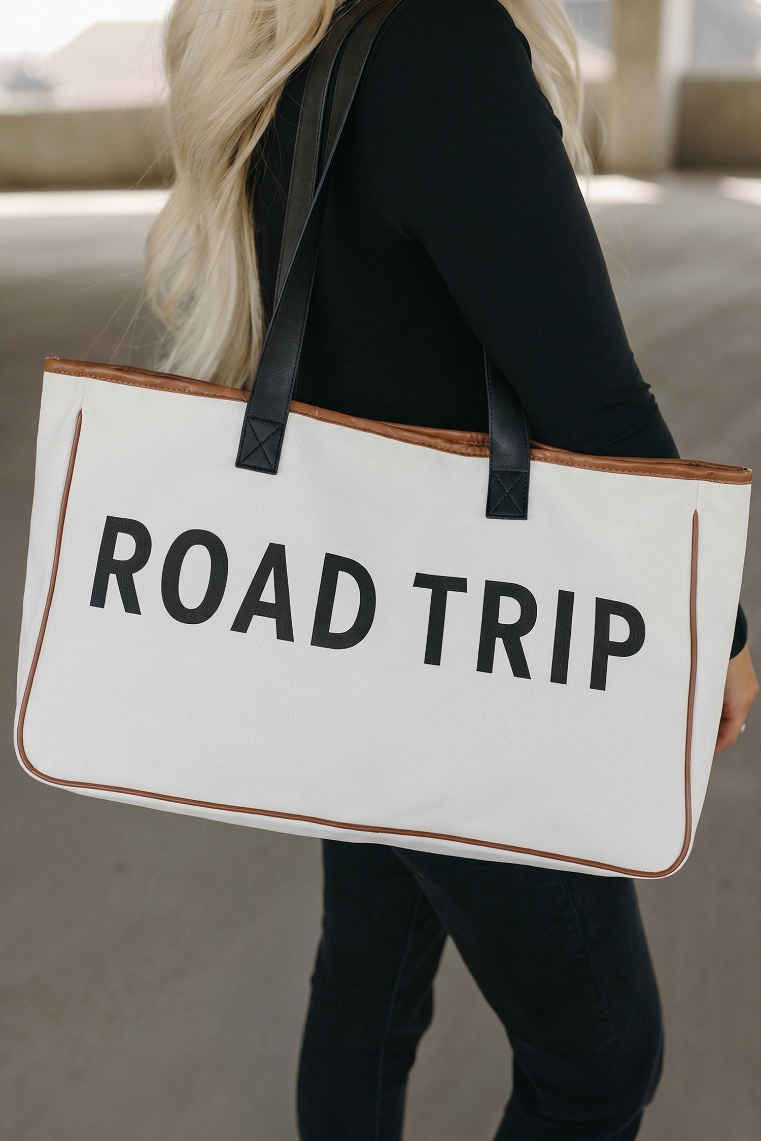 Weiße Canvas-Roadtrip-Tasche 50x15x30cm Sommerreise-Handtasche