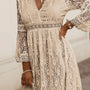 Lace V-Neck Three-Quarter Sleeve Dress