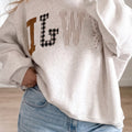 Gro WWJD Mix Muster Buschtaf Grafik Fräi Naht locker Plus-Gréisst Sweatshirt - Foto 1