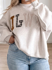 Gray WWJD Mix Pattern Letter Graphic Exposed Seam Loose Plus Size Sweatshirt - Miniatuur