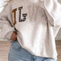 Gray WWJD Mix Pattern Letter Graphic Exposed Seam Loose Plus Size Sweatshirt