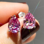 2 Carat Teardrop Moissanite Platinum-Plated Stud Earrings | Redblad 18K Solid Gold & Certified Diamond Earrings