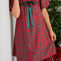 Robe mini à manches courtes à manches courtes à col carré à col carré en dentelle rouge - Foto 3
