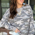 Multicolour Camouflage Long Sleeve Round Neck Shift Pullover Top - Foto 4