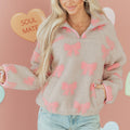 Szara Sherpa Quarter Zip Drop Bluza Bagy Shoulders - Foto 1