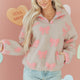 Szara Sherpa Quarter Zip Drop Bluza Dames Tasy Shoulders