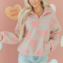 Sweat-shirt gris Sherpa à nœud nuit à fermeture éclair à épaules tombantes ample