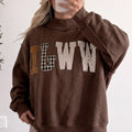 Grauer WWJD Mixed-Pattern-Patch Graphic Mock-Neck-Sweatshirt - Foto 6