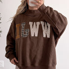 Gray WWJD Mixed Pattern Embroidered Patch Graphic Mock Neck Sweatshirt - Thumbnail