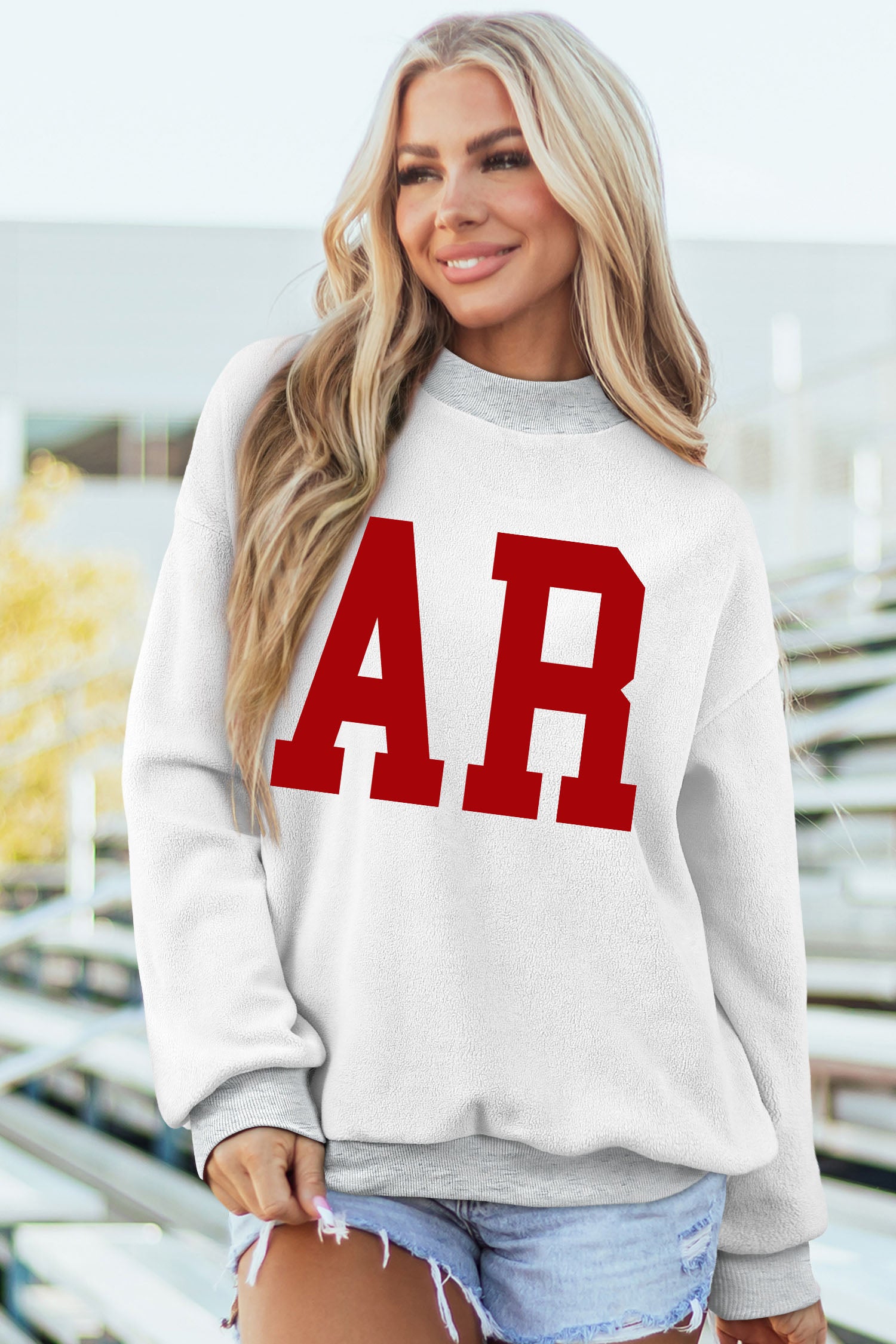 Hellgrauer ARKANSAS/AR doppelseitiger Pullover mit Mock-Neck-Reversibel