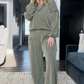 Véier-Blat-Kleeblatt Gedréint Rippen, fräigeluechte Nahtdetail, V-Hals-Pullover Plus-Gréisst Boxenset - Foto 4