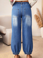 Jeans décontractés décontractés amples à 4 boutons bleus bleus à 4 boutons à l’avant - Image de mode féminine 8 - Miniatuur