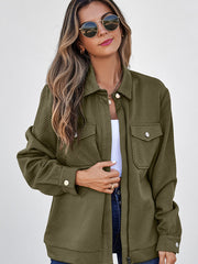 Chemise à col à boutons à fermeture éclair vert vert noirâtre - Damesmode Afbeelding 8 - Miniatuur