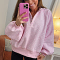 Brauner Polka-Punkte-Muster mit Metallknopfkragen – legerer Pullover - Foto 6