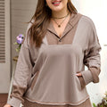 Goat Waffle Contrast Patchwork Plus-Size Hoodie mit Taschen - Foto 5