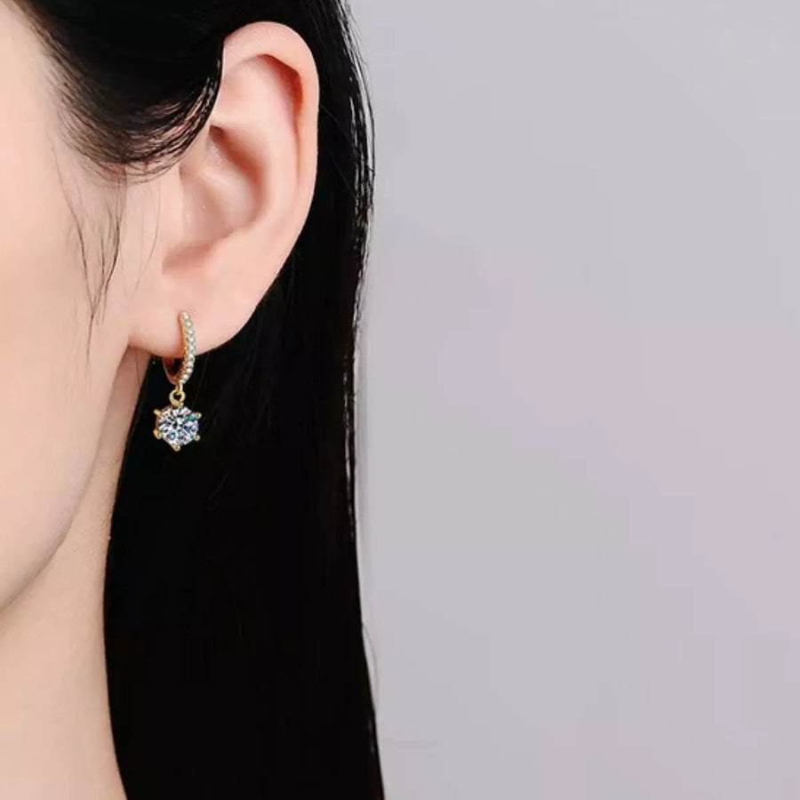 1 Carat 925 Sterling Silver Moissanite Drop Earrings | Redblad 18K Solid Gold & Certified Diamond Earrings