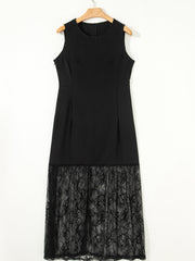 Vestido largo negro sin mangas transparente de encaje floral - Damesmode Afbeelding 7 - Miniatuur