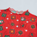 Fiery Red Christmas Elements Printed Long Sleeve Sheer Mesh Top - Foto 6