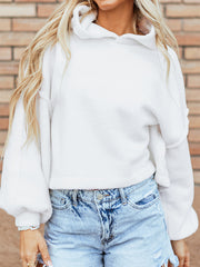 Weißer Sherpa-Fleece-Hoodie mit Senkrecht - Miniatuur