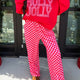 Rood Christmas Slogan Graphic Plaid Contrast Two-piece Pant Set