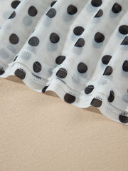 Schwarzes Polka Dot Sheer Mesh Langarmiges Rundhals-Shift-Top – Damesmode Afbeelding 6 - Miniatuur
