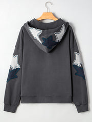 Sweat à capuche vintage Kangaroo Vintage Patchwork Étoile Étoile Gris Carbone - Miniatuur