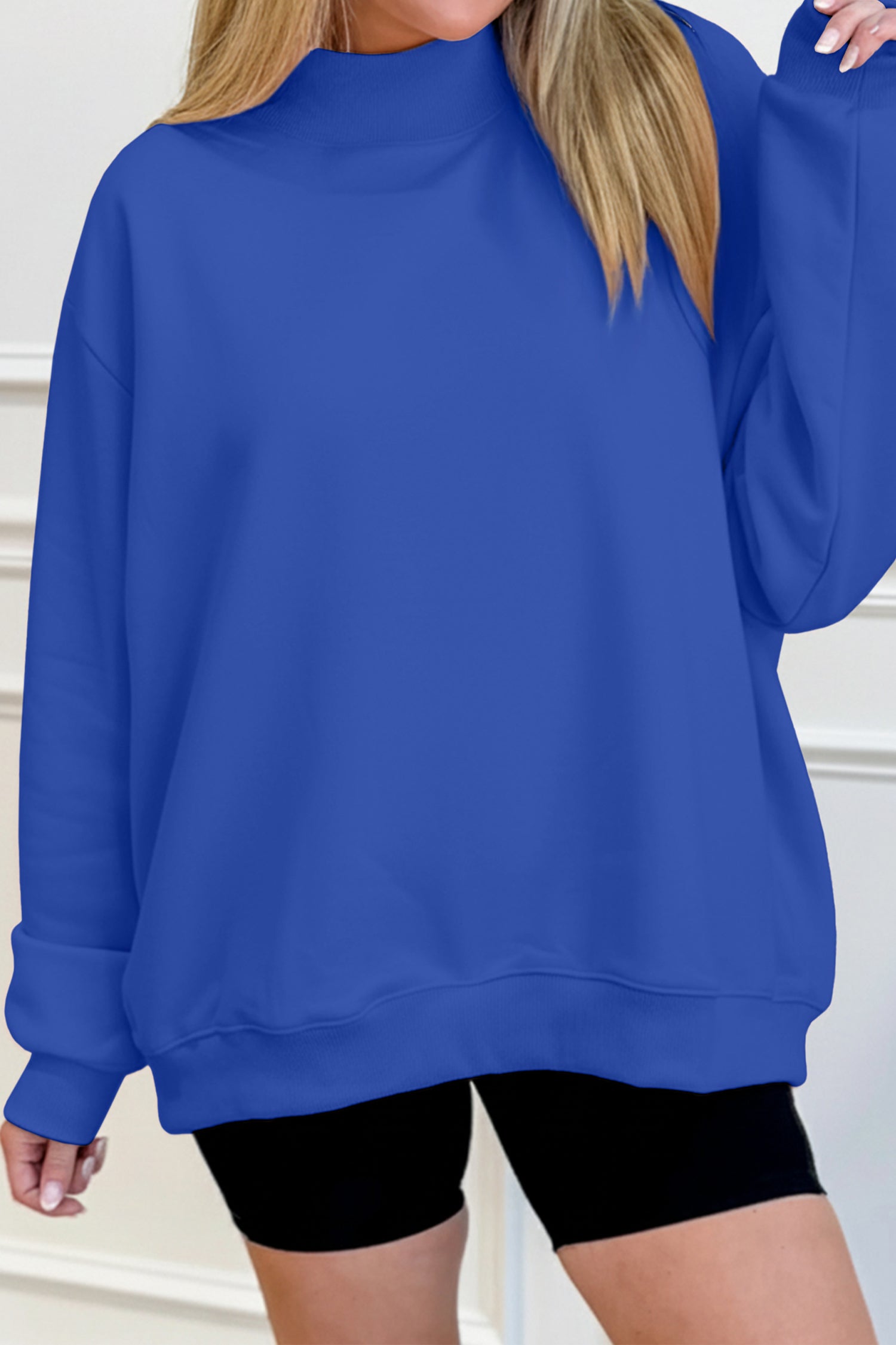 Grå ensfarvet oversized mock neck sweatshirt