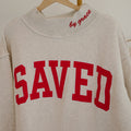 Gray Saved By Grace Sticked Detail Letter Graphic High Neck Sweatshirt mit hohem Ausschnitt - Foto 3