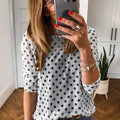 Black Polka Dot Sheer Mesh Long Sleeve Round Neck Shift Top - Damesmode Afbeelding 3 - Foto 3