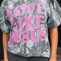 T-shirt décontracté Woodland Camo rose LOVE LIKE JESUS - Foto 1