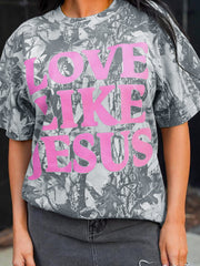 Pink Camo Woodland LOVE LIKE JESUS Casual Tee - Miniatuur