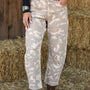 Khaki-Tarndruck-Taschen-Jeans mit knöchellangen Barrel-Jeans