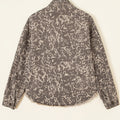 Khaki Abstrakt Print laangärmege Kragen Raw Rum Denim Jackett - Foto 6