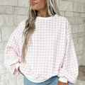 Sudadera de manga larga azul claro de cuadros y escote redondo - Foto 4