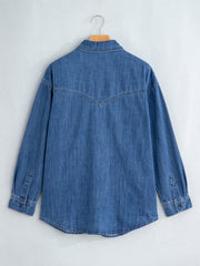 Tasche Western Patch Blu Vela Camicia di jeans a maniche lunghe - Miniatuur