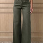 Jeans Mist Green à taille haute à 2 boutons et jambes larges