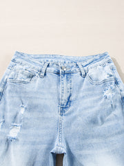 Beau Blue Light Wash getragene Straight Jeans – Damenmode Bild 7 - Miniatuur