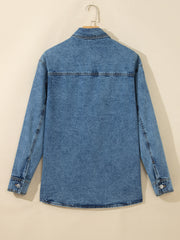 Chaqueta vaquera de manga larga estilo western, ajuste regular y remaches azul vela adornados - Miniatuur