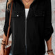 Zwart Collar Tab Sleeve Zip Up Flap Detail Jasje