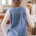 Myosotis Denim plissiertes Patchwork-Ärmelloses Oberteil - Foto 4