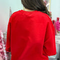 Red Christmas Slogan Graphic Plaid Contrast Two-piece Pant Set - Foto 3