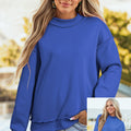 Dunkelblauer Oversize-Pullover mit Cut-Shoulder Reversible Mock-Neck-Pullover - Foto 1