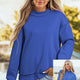 Dunkelblauer Oversize-Pullover mit Cut-Shoulder Reversible Mock-Neck-Pullover