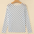 Black Polka Dot Sheer Mesh Long Sleeve Round Neck Shift Top - Damesmode Afbeelding 5 - Foto 5