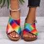 Colorful Cutout Wedge Sandals